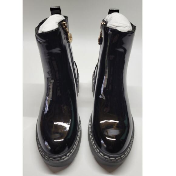 River Island Wide Fit Patent Chunky Chelsea Boot in Black Size 6 - Picture 2 of 11